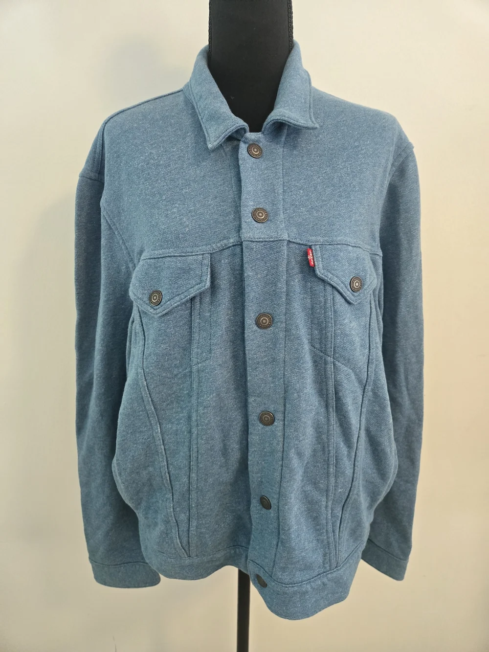 Levis Strauss Mens Light Blue Cotton Shirt Jacket Snap Front Size L - Picture 2 of 11